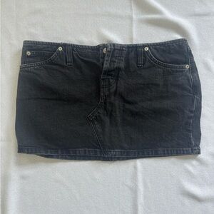 Topshop Black Denim Mini Skirt